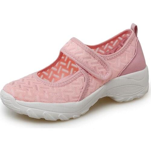 2021 Summer Women Flat Shoes Platform Casual Outdoor Breathable Mesh Flats Pink Ladies Comfortable Non-Slip Walking Hot Sale