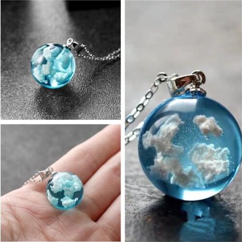 2020 New Rein Ball Pendant Necklaces For Women Blue Sky White Cloudy Necklace Collares Mujer Neck Chain Retro Jewelry Accesories