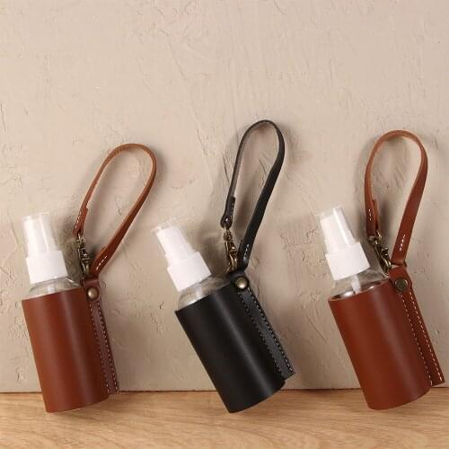 1Pc 60ml Leather Empty Portable Hand Sanitizer Spray Bottle Keychain Holder Reusable Bottle Hand Washing Storage Bottle