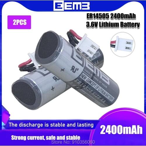 2PCS/lot EEMB ER14505 AA 3.6V 2400mAh Lithium Battery Patrolling rod lithium battery PLC instrument battery with plug