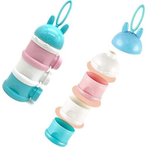 2pcs Removable Baby Milk Powder Storage Box Four Grid Feeding Boxes Three-layer Container Baby Food Storage Box
