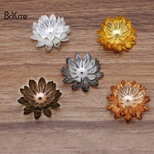 BoYuTe (20 Pieces/Lot 30MM Metal Brass Four-layer Chrysanthemum Materials Handmade Diy Jewelry Findings Components