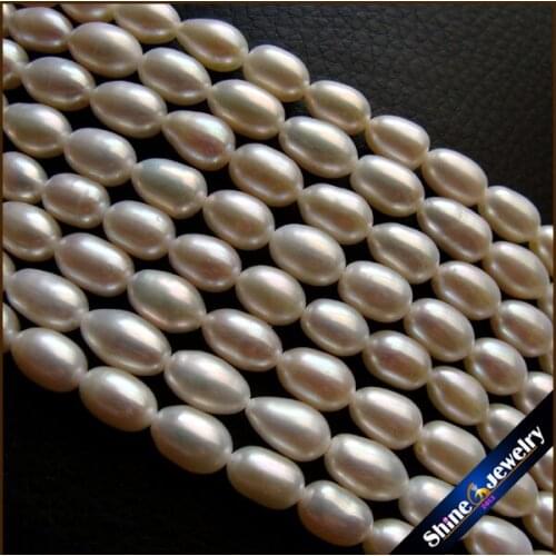 DIY Necklace Bracelet Jewelry Making 10x6 mm Oval Shape Genuine Natural White Freshwater Pearls Loose Beads Strand 15" BZ2
