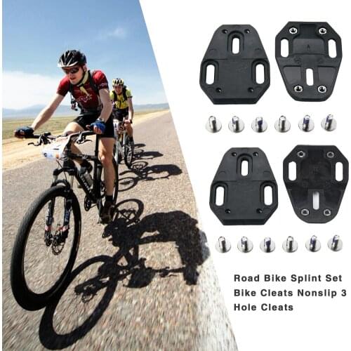 Road Bike Pedal Clamp Splint Set Nonslip 5/6 Degree Anti Slip 3 Holes Cleats Self Locking Pedals Plate Cycling Shoes Cleats