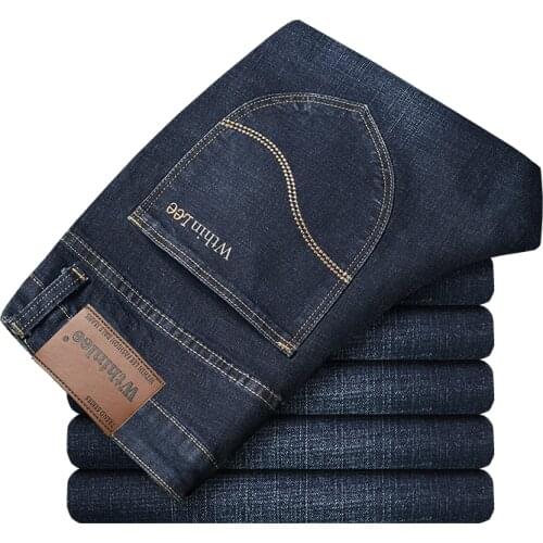 2021 Spring summer thin Mens Jeans Classic Style Business Casual Advanced Stretch Regular Fit Denim Trousers Blue Pants Male