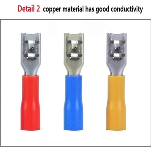 Fdd2-250 semi insulated cold pressed female terminal 6.3 copper nose plug spring lug terminal 1000