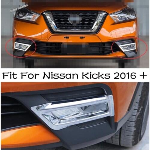 Chrome Front Head Bumper Fog Lights Lamp Frame Cover Trim Car Protect Accessories Fit For Nissan Kicks 2016 2017 2018 2019 2020
