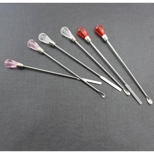 Permanent Makeup Pigment Mixer Agitator 1pcs Stainless Steel Spoons + 1pcs Crystal Stirrers For Tattoo Eyebrow Ink Pigment