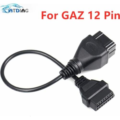 GAZ 12Pin To OBD2 OBD OBDII 16Pin Male to Female Diesel Heavy Duty Truck Diagnostic Tool Connector Adapter Cable for delphis