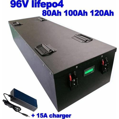 Lifepo4 96v 80Ah 100Ah 120Ah battery pack 7500w for UPS solar energy storage backup power supply street light AGV +5A charger