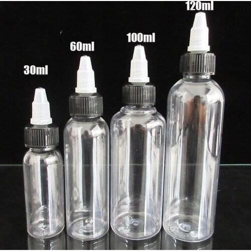 20pcs 30ml 60ml 100ml120ml PET Bottle ELiquid Refillable Bottle ,Unicorn Pen Shape With Twist Off Cap,Empty Tattoo ink Bottle