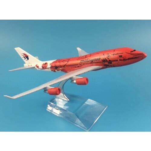 JASON TUTU Aircraft Model Diecast Metal 1:400 16cm Plane Model Airplane Model Malaysia Red Flower Boeing 747 Airplanes Plane Toy