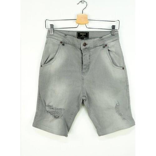 SikSilk Distressed Mens Denim Shorts Wash Gray