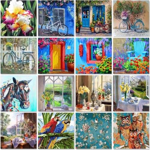 Diy frame Colorful Flowers Paint By Numbers For Adults Calligraphy Painting Modern Wall Art Canvas For Home Decors Art Gift