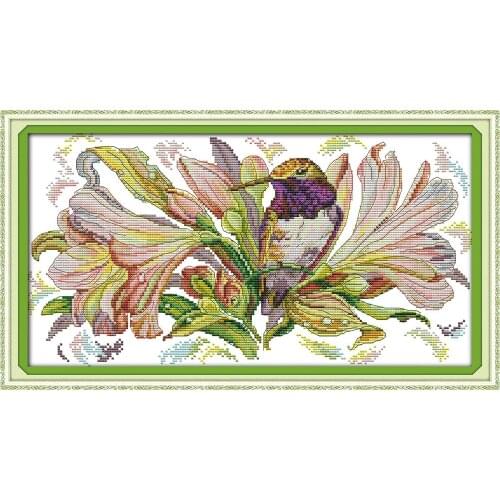 The bird and flower cross stitch kit plant counted aida fabric 14ct 11ct hand embroidery DIY handmade needlework supplies bag