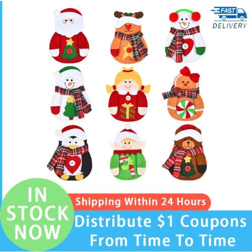 2021 Cloth Art Knife And Fork Set/Decoration For XMAS Dining Table/Christmas Elder Snowman Elk Doll Knife And Fork Cutlery Set