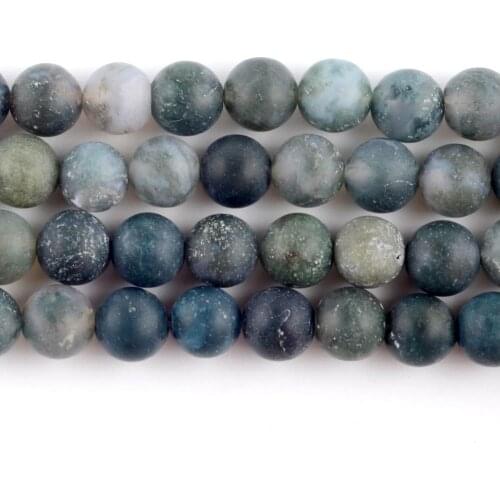 Natural Dull Polish Moss Agates Stone Beads Round Loose Spacer Beads For Jewelry Making 4/6/8/10/12mm DIY Bracelet Handmade