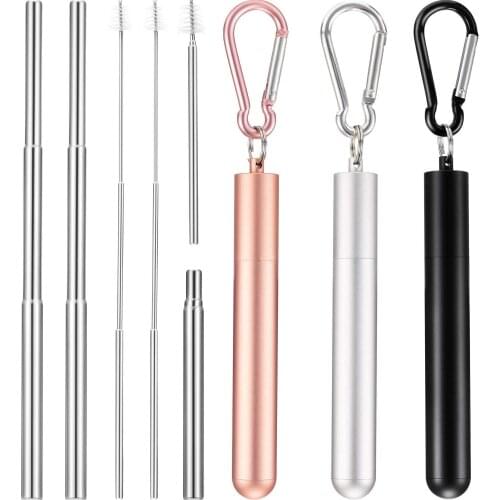 Stainless Steel Portable Straws Retractable Straws With Storage Box Travel Camping Bar Party Supplies