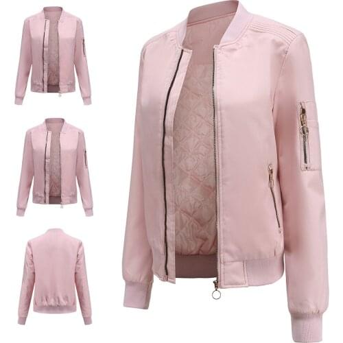 2021 New Autumn Womens Jacket Baseball Coat Women Casual Solid Color Femme Veste XS-XL Kpop Jacket Outwear Dropshipping