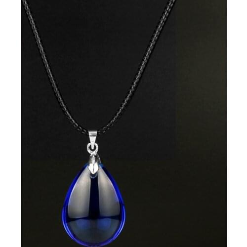 Rope Chain Necklace Korea Style Water Drop Feature Pendant Necklaces Choker Jewelry Blue Color Fashion Party Gifs Women Necklace