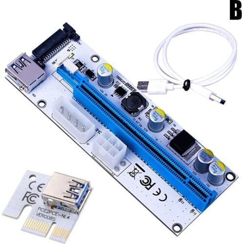 PCI-E PCI Express Riser Card 1x to 16x USB 3.0 Data Cable Adapter SATA to 4Pin IDE Molex 6 pin for Bitcoin Mining Cables