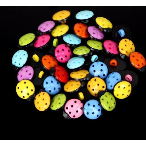50pcs 13x15x8mm Ladybug Plastic Buttons Clothing Sewing Button for DIY Craft Supplies Wedding Decoration Wholesale Scrapbooking
