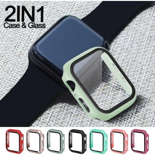 360 full Glass case For iwatch 6 5 4 SE bumper Screen Protector cover for Apple Watch 44mm 40mm 42mm 38mm iwatch Accessories