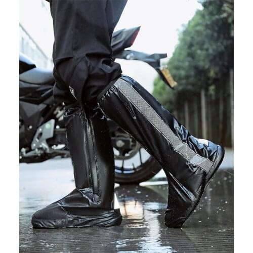 Rain Boots Waterproof Cover Mens Thick Wear-resistant Non-slip Raining Shoe Cover Motorcycle Riding Rain Boots High Tube