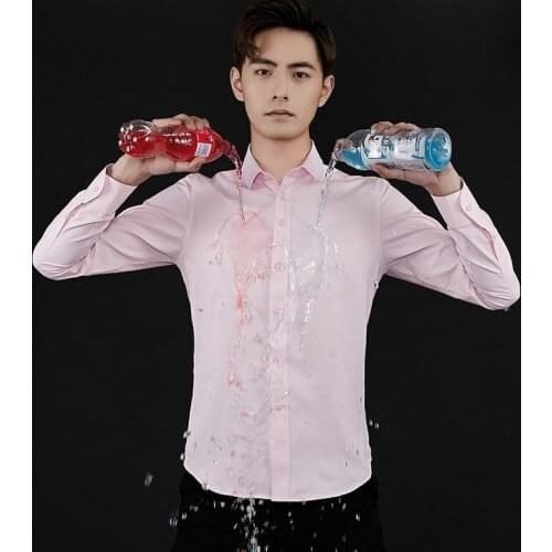 2019 New Mens Solid Color Long Sleeve Shirt Youth Korean Slim Free Iron Formal Shirt Business Casual Antifouling Shirt