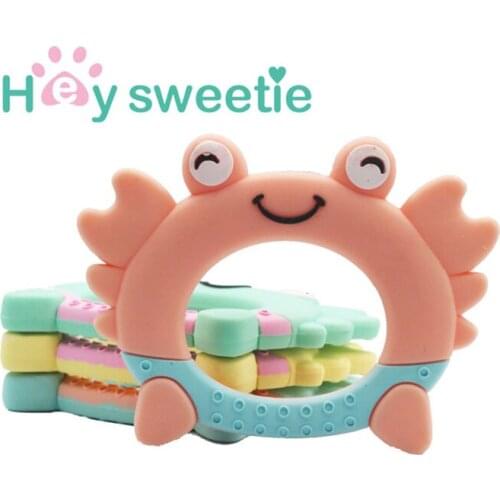 Silicone Beads 1pcs Crab Teether DIY Baby Chewing Pendant Nursing Sensory Teething Pacifier Dummy Jewelry Animal Toys