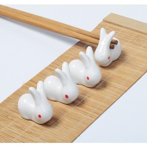 Super cute Rabbits shape ceramic chopstick holders Dinnerware Home Decoration handicraft ornaments pen holder