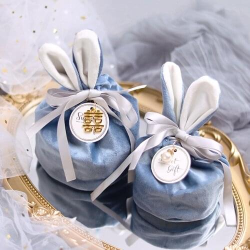 Party Decorations 1pc Drawstring Cute Easter Wine Red Bunny Valentines Day Bag Pink