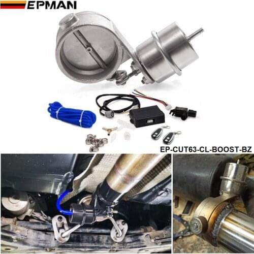 Exhaust Control Valve With Boost Actuator Cutout 2.5" 63mm Pipe CLOSED with Wireless Remote Controller Set EP-CUT63-CL-BOOST-BZ
