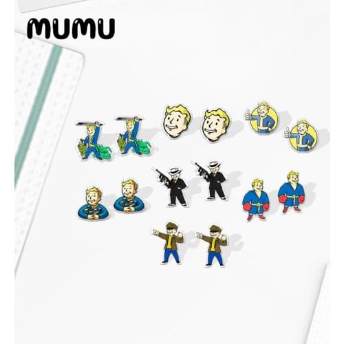 2020 New Game Fallout Shelter Stud Earring Cute Funny Acrylic Earrings Epoxy Resin Jewelry Gifts Mens