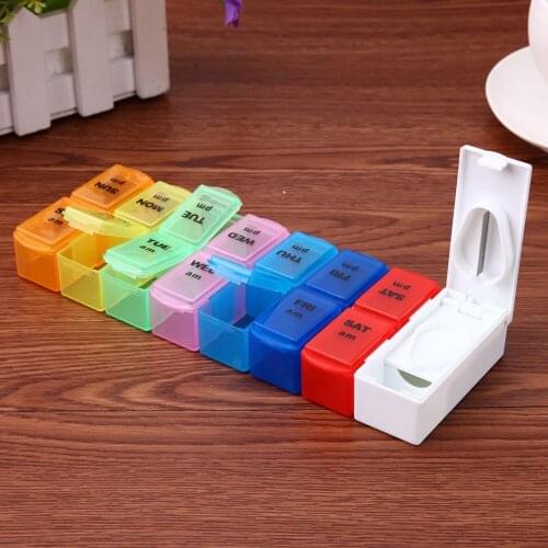Femometer Weekly Pill Planner Rainbow Medicine Box Organizer Detachable Large Daily Pill Cases with Button Design 7+1