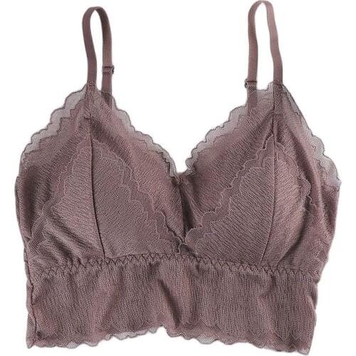 Ruffles Lace Bralette Bras Summer Sexy Crop Tops Women Wireless Bra Female Removable Padded Underwear