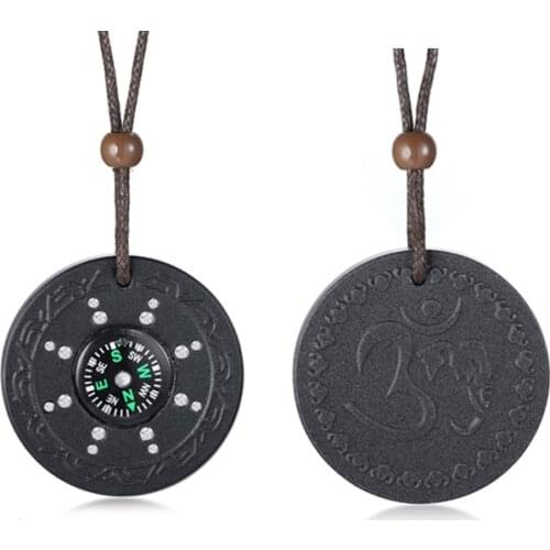 Compass Anti EMF Radiation Protection Necklaces Pendant for Men Woman Energy Quantum Bio Science Negative Ions Volcanic Lava