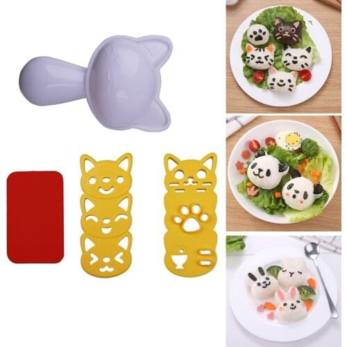 1 Set Cute Cat Rabbit Sushi Rice Mold For Kids Press Sushi Mold Sandwich Maker Kitchen Gadgets Cooking Tools Lunch Box Decor