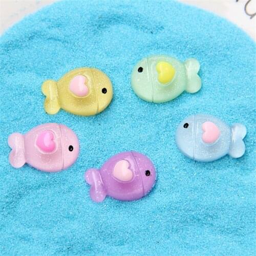 10-50Pcs Cute Cartoon Fish Resin Flake DIY Craft Supplies Phone Shell Ornament Patch Headwear Hair Accessories Kids Toy Gifts