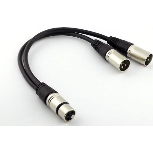 10pcs 1FT 3Pin XLR Female Jack to 2 XLR Male Y Splitter Microphone Audio Adapter Cable