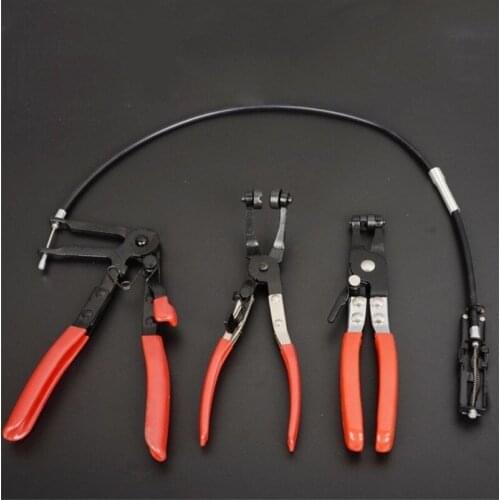 3 PCS Car Wire Long Reach Hose Clamp Pliers Bent Nose Hose Clamp Pliers Set Auto Tools Disassemble Kit
