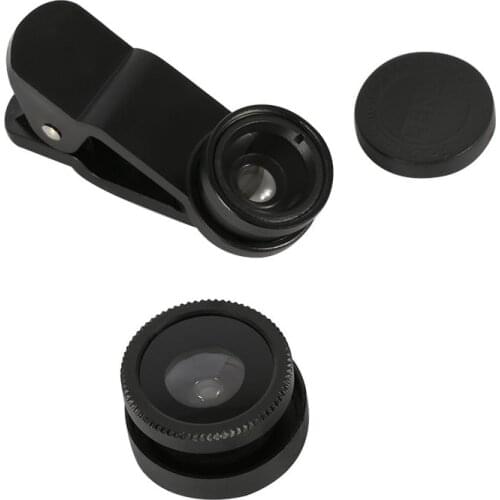 3-in-1 Wide Angle Mobile Phone Lenses Macro Fisheye Lens Camera Kits with Clip 0.67x for iPhone Samsung All Cell Phones