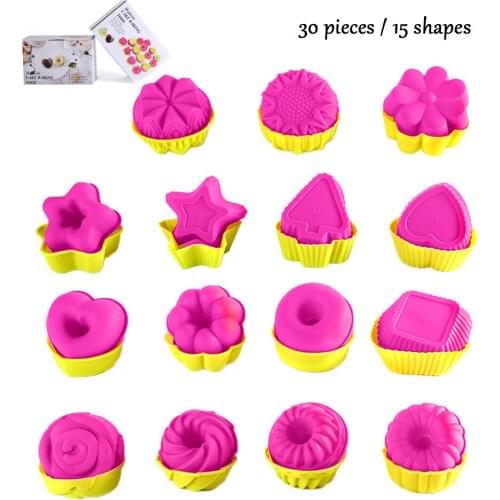 30pcs 3D Cake Mold Silicone Diamond DIY Baking Tool Dual Color Chocolate Ice Cream Mold Floral Shape Kitchen Gadgets