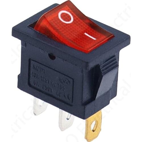 5pcs 3Pin Red illuminated LED Rectangle Rocker Switch Car Dash Automotive 6A 250V/10A 125V