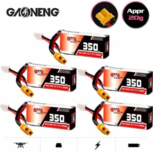 5PCS/Set Gaoneng Gnb 7.4V 350Mah 2S HV Lipo Battery 60C/120C With XT30 Plug For Beta75X Rc Drone Fpv racing Drone