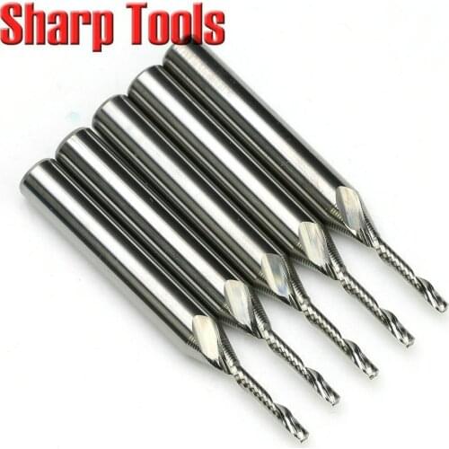 6*2*12MM Tungsten Carbide Single Flute Spiral Bits Milling Cutter End Mill CNC Router Engraving Tools for Wood Acrylic Plastic