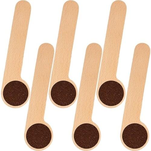 6 Pcs Wooden Coffee Scoop and Bag Clip,Tablespoon Measuring Scoop,Coffee Bags Sealer,for Ground Beans,Coffee Beans,Tea