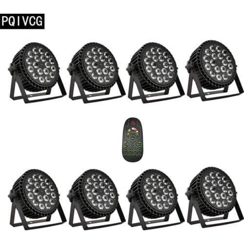 8pcs/Aluminum 18x12w remote control Led par light RGBW 4-in-1 12w led flat par stage DMX512 DJ lights Aviation plug