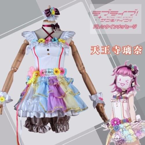 Anime LoveLive! Love U My Friends Tennouji Rina Cosplay Costume Sexy Beautiful Rainbow Skirt Role Play Clothing Custom-Make