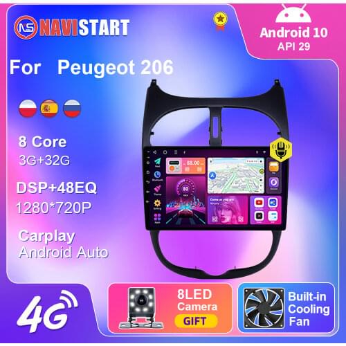 Car Radio Autoradio For Peugeot 206 2000-2016 Android 10 Autoradio DVD Stereo GPS Navigation Carplay Accessories NO Single Din